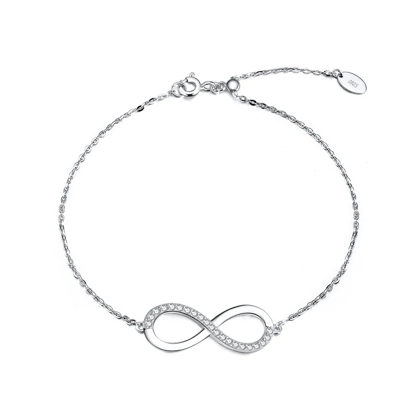 

RINNTIN SB54 Hot Selling Women Jewelry 925 Sterling Silver Infinity Charm Bracelet