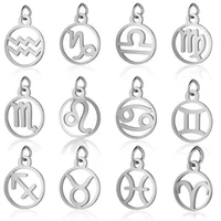 

100% Stainless Steel Hollow 12 Zodiac Charms Pendant T513S Wholesale Polished DIY Jewelry Charm for Necklace Bracelet Making