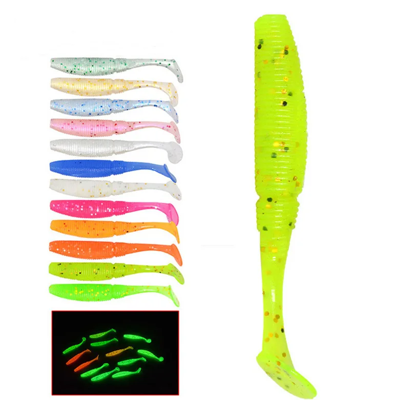 

15 pcs Luminous Fishing Lures 50mm Wobblers Carp Fishing Soft Lures PVC Impact Ring Artificial Double Colors Pike Soft Lure