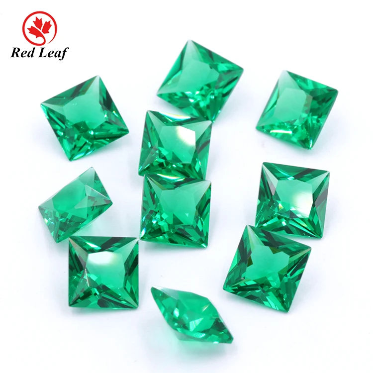 

Redleaf Jewelry Top quality Nanosital gemstone Square Shape Emerald Green Synthetic Loose Nano Gems