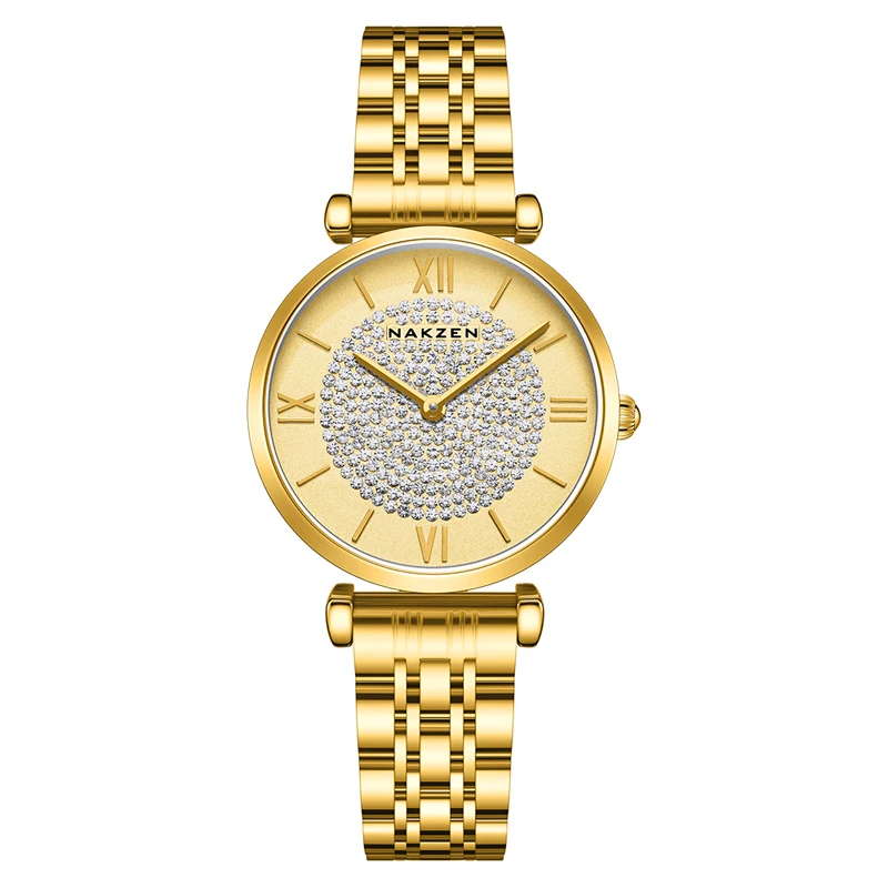 

New stainless steel ladies branded wristwatches japan movt female wrist watches relogio feminino luxury gold plated women watch