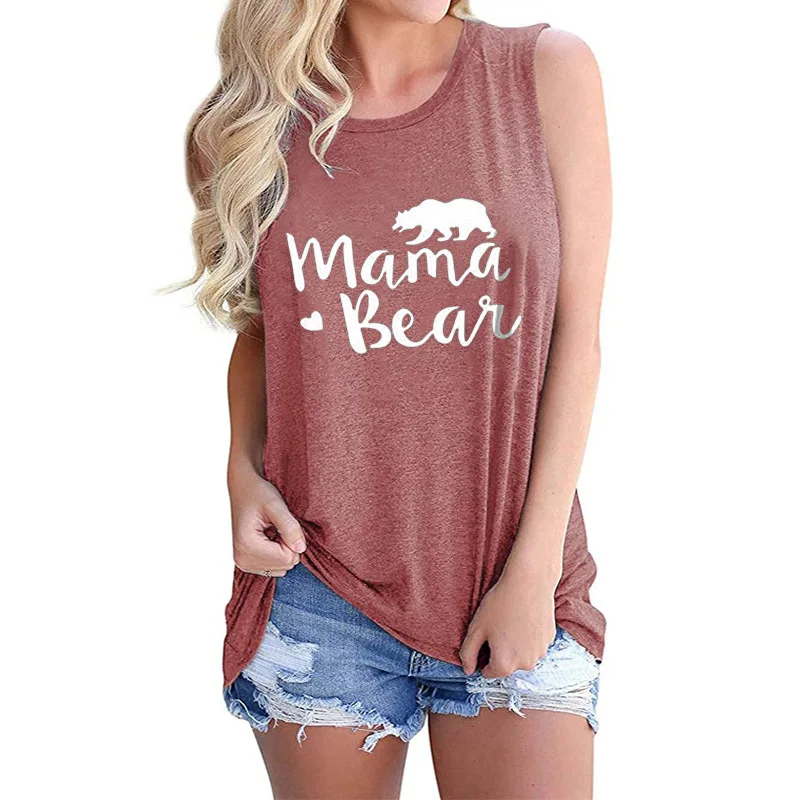 

Wholesale Low Moq Custom MAMA BEAR Pritinting Tank Top For Women, Customized color
