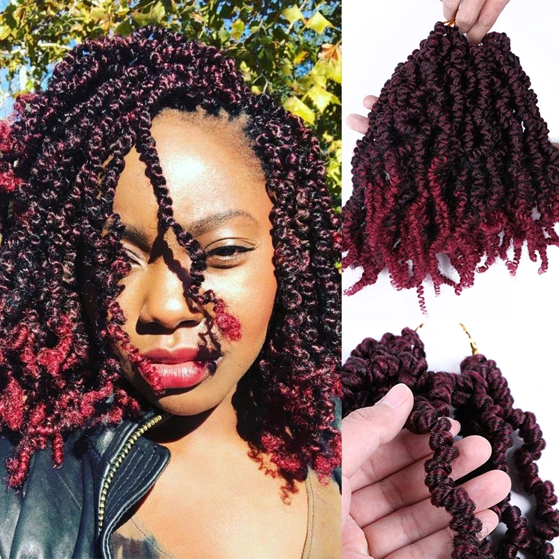 

Afro Twist Pre-twisted Spring Twist Bomb Twist Crochet Braid Hair Curly End