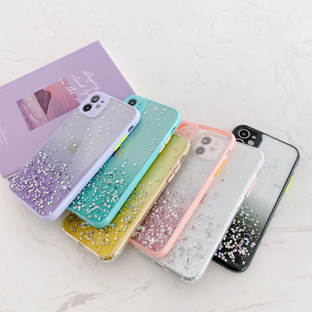 

For iPhone Phone Case Bling Power Clear for i Phone 11Pro 6 7 8 Plus Luxury Glitter Cases Girls Shiny Xr Xs Max Fashion Casing