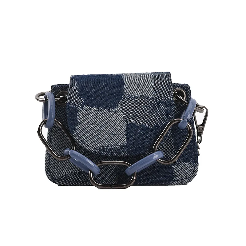 

Trending ladies crossbody sling chain mini bag women denim handbag purse fashion  lipstick bag, Blue