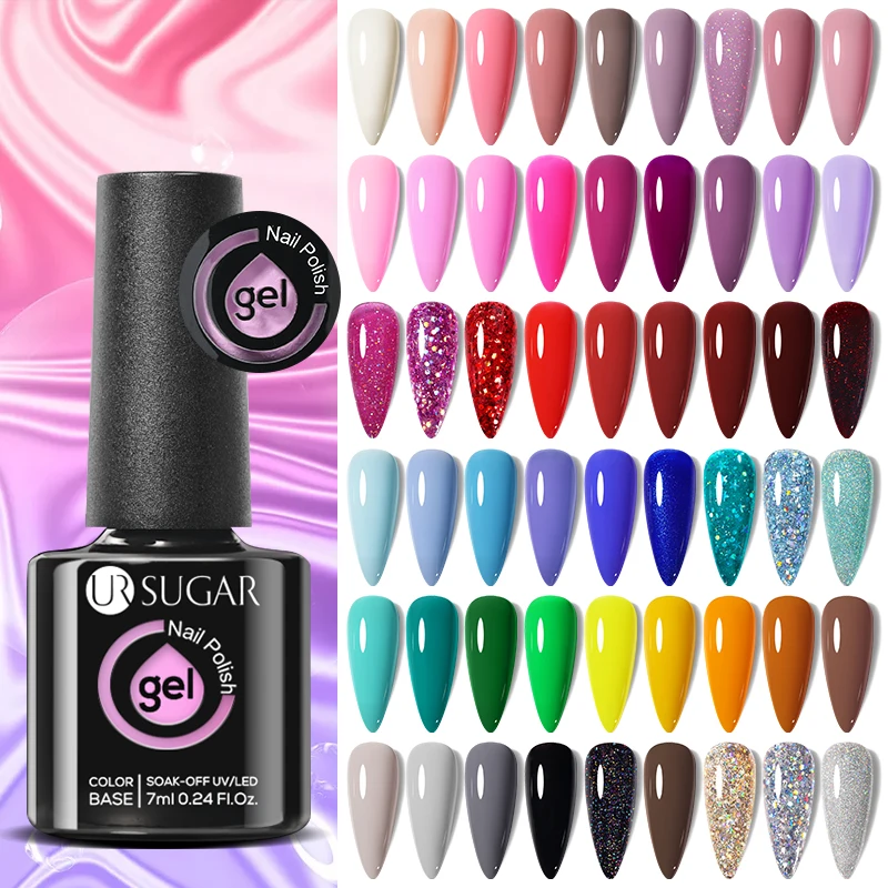 

UR SUGAR New Colors 7ml 140 Colors Pink Blue Purple Glitter Semi Permanent UV Gel Nail Polish