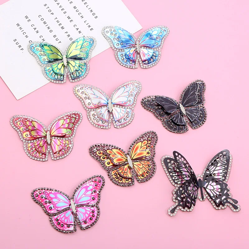 

Butterfly Sequin Hot-Fix Rhinestone Patch Crystal Applique Custom Patches Iron On Patches For Clothing, Colors