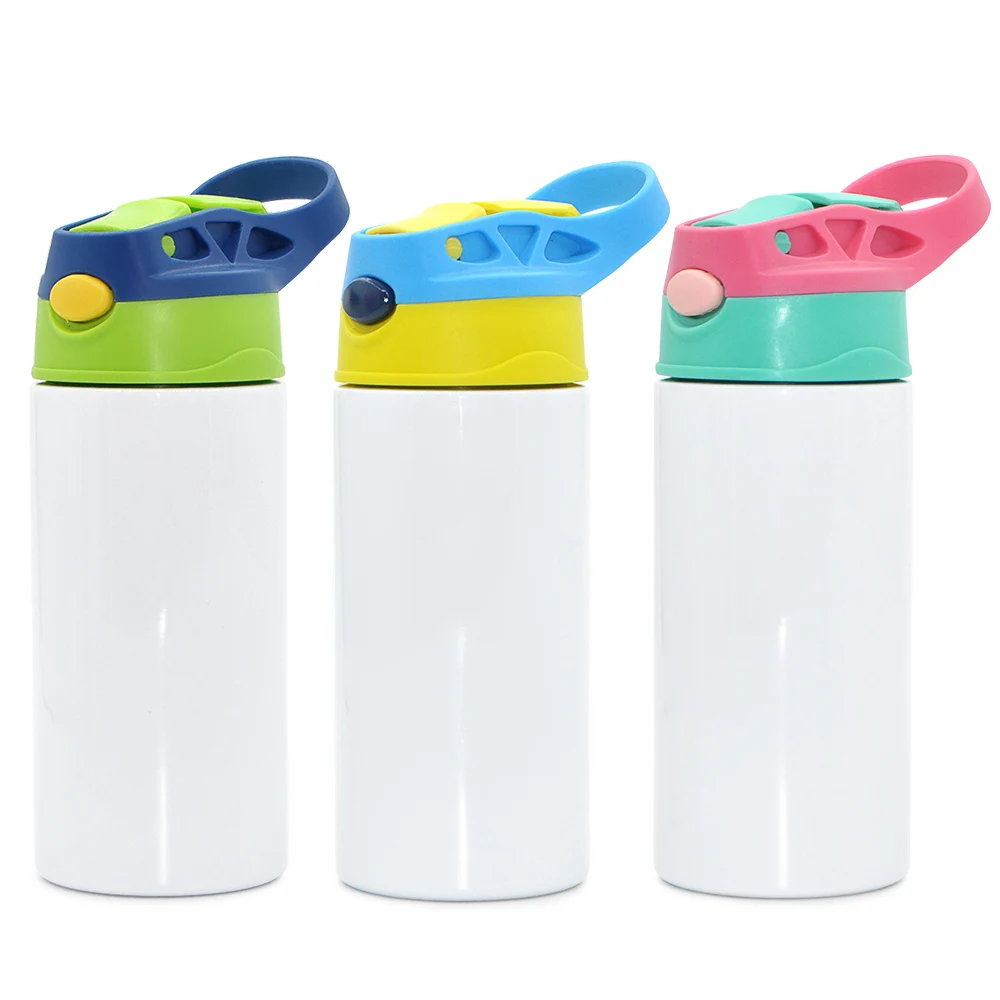 

Wholesale 350ml Stainless Steel Flip-top Double Wall Insulated Sublimation Sippy Kids Water Bottle With Straw