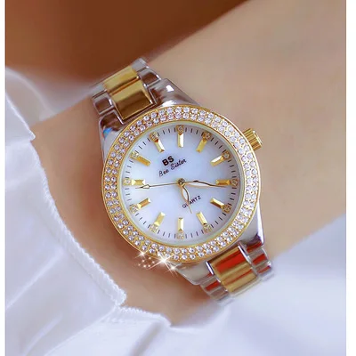

2021 Dress Gold Watch Women Crystal Diamond Watches Stainless Steel Silver Clock Women Montre Femme Ladies Wrist Watches