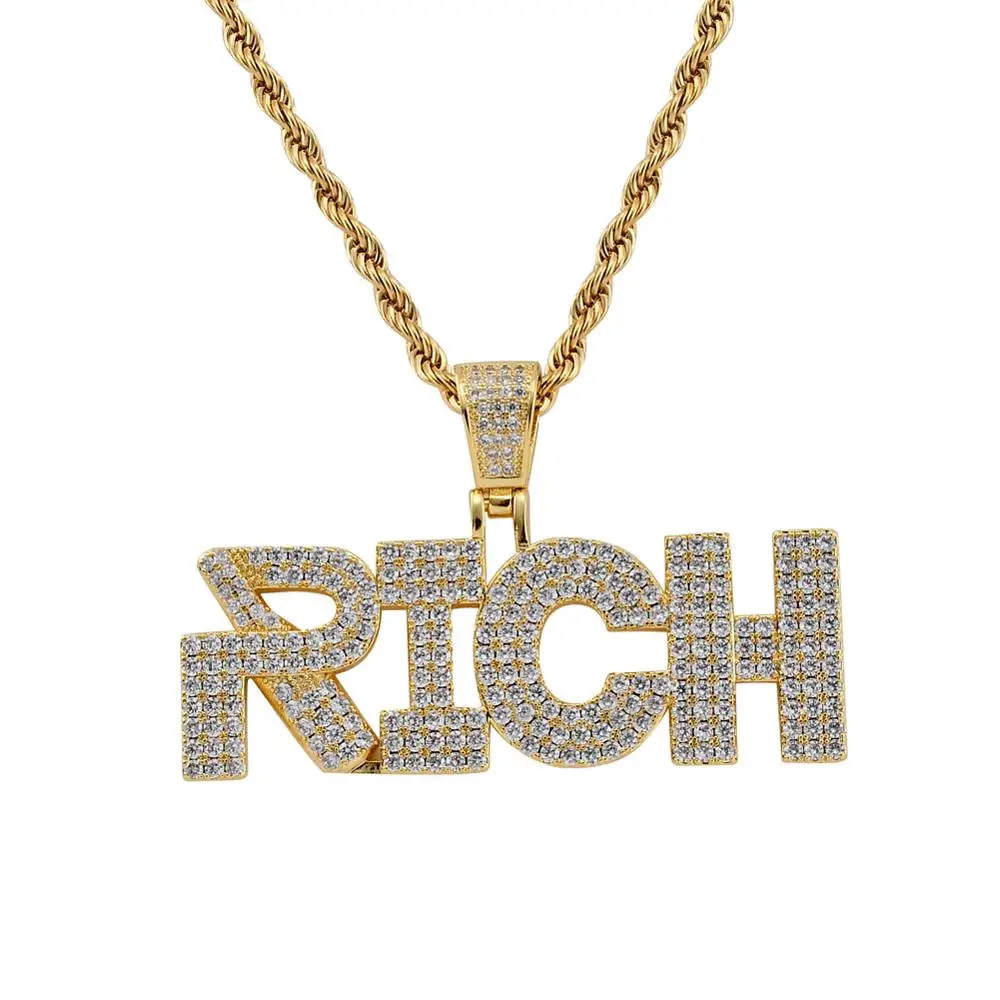CN151  Brass Cubic Zircon  Pendants Necklace Men's Hip Hop Necklace BlingJewelry