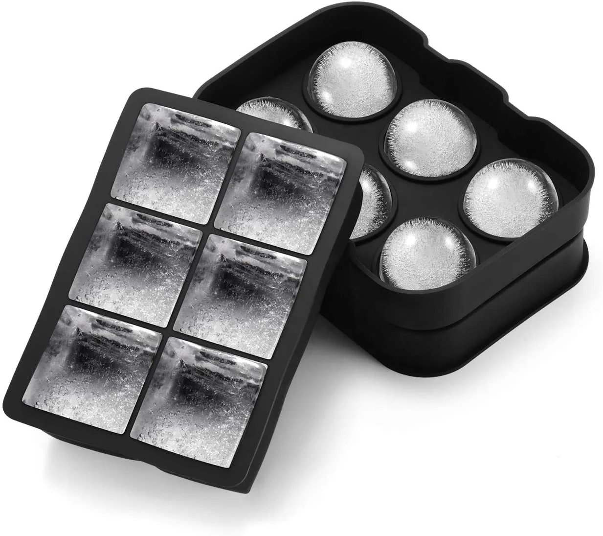 

Ice Cube Trays, Silicone Ice Ball Maker Easy Release Food Grade Flexible Stackable Safe Ice Cube Molds 6 Cavity for Whiskey etc