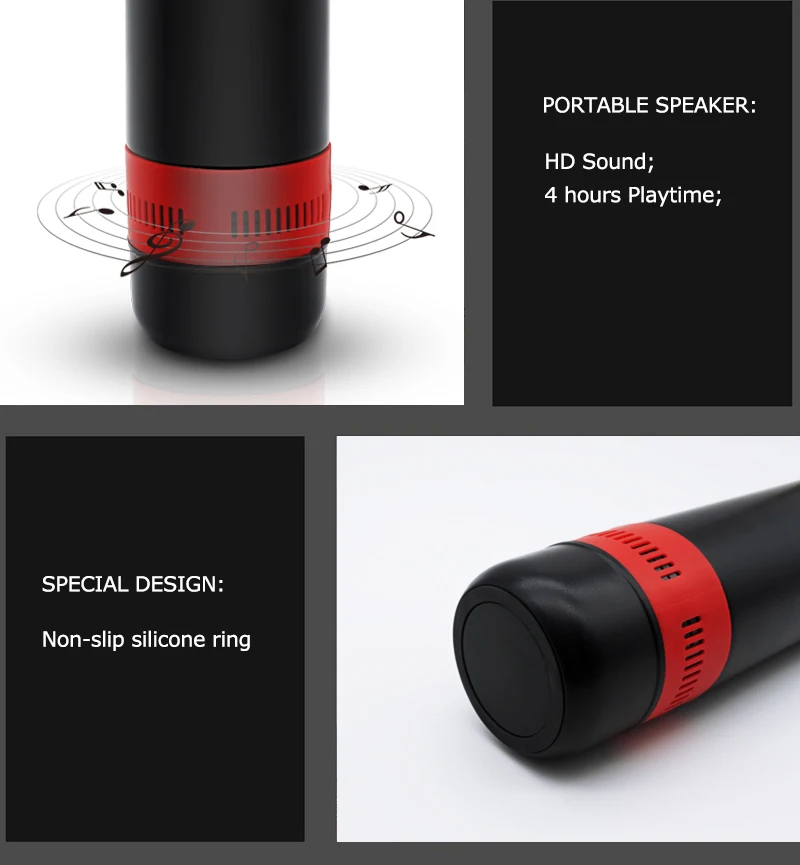 Outdoor sports waterproof stainless steel smart water bottle car wireless mini potable speaker - ANKUX.COM