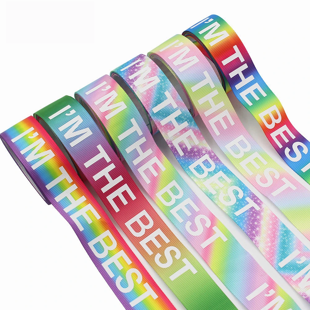 

Wholesale 1 inch Custom Flower Gift Wrapping 100% Polyester Letter Printed Grosgrain Ribbon, 12 colors