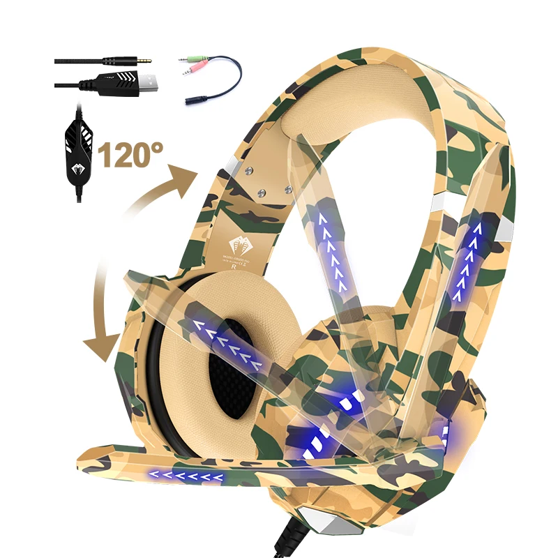 

Free Sample Earphone PC Gamer Laptop Headphone Audifonos Gamer PS4 Camouflage yellow G9000 MAX Gaming PS5 Headset For Xbox One