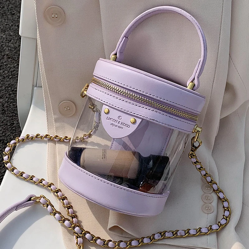 

TS9509 2021 INS Hot sell new arrived Korea Style Hot Sell Women Lady Bucket Handbags Chain Transparent Bags