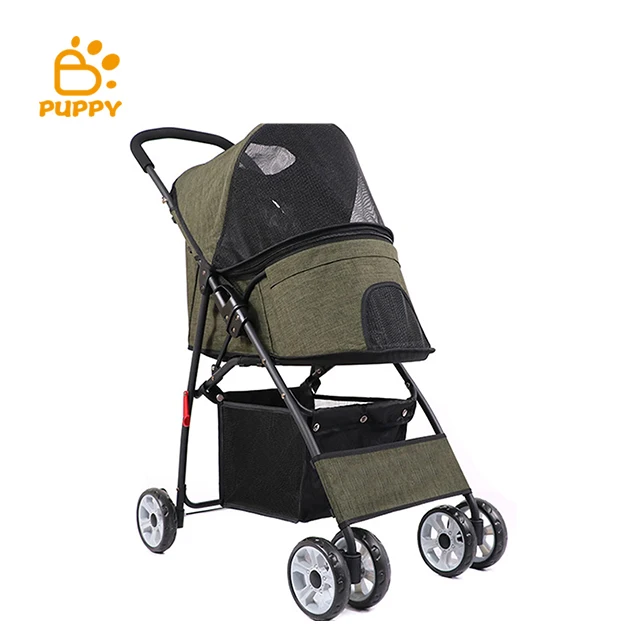 

Pet stroller 4 wheels dog stroller trolley folding lightweight outdoor small teddy dog cat universal hand stroller, Green, blue, pink