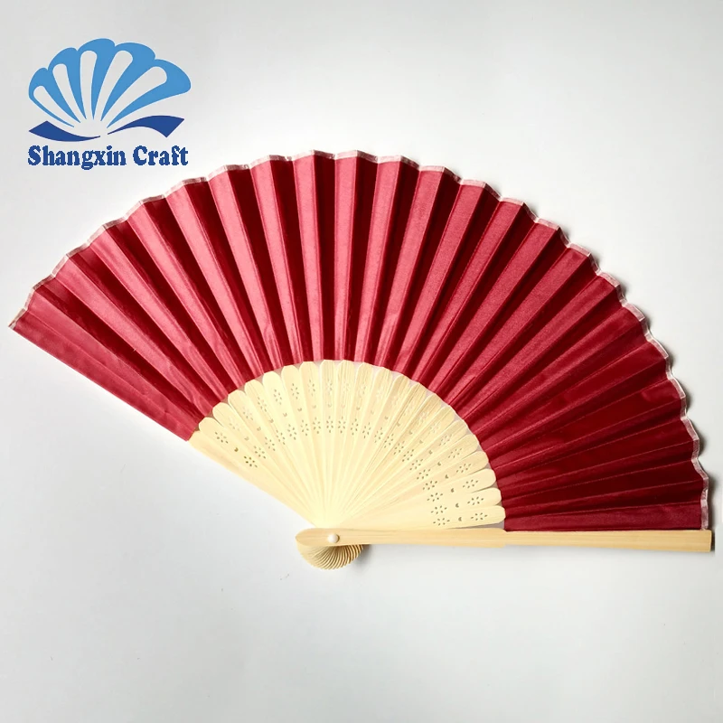 

Wholesale Custom Bamboo Crank paper Foldable Hand Hold Fan, White and multicolors