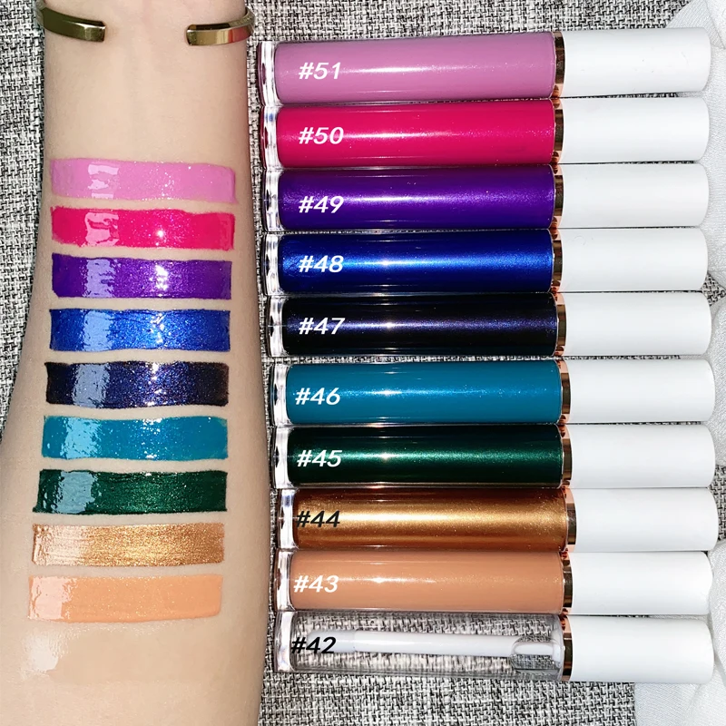 

Hot Selling 51 Colors Vegan Lip gloss Vendor No Logo Glitter Nude Glossy Lipgloss Popular Lip Glossy, 51colors