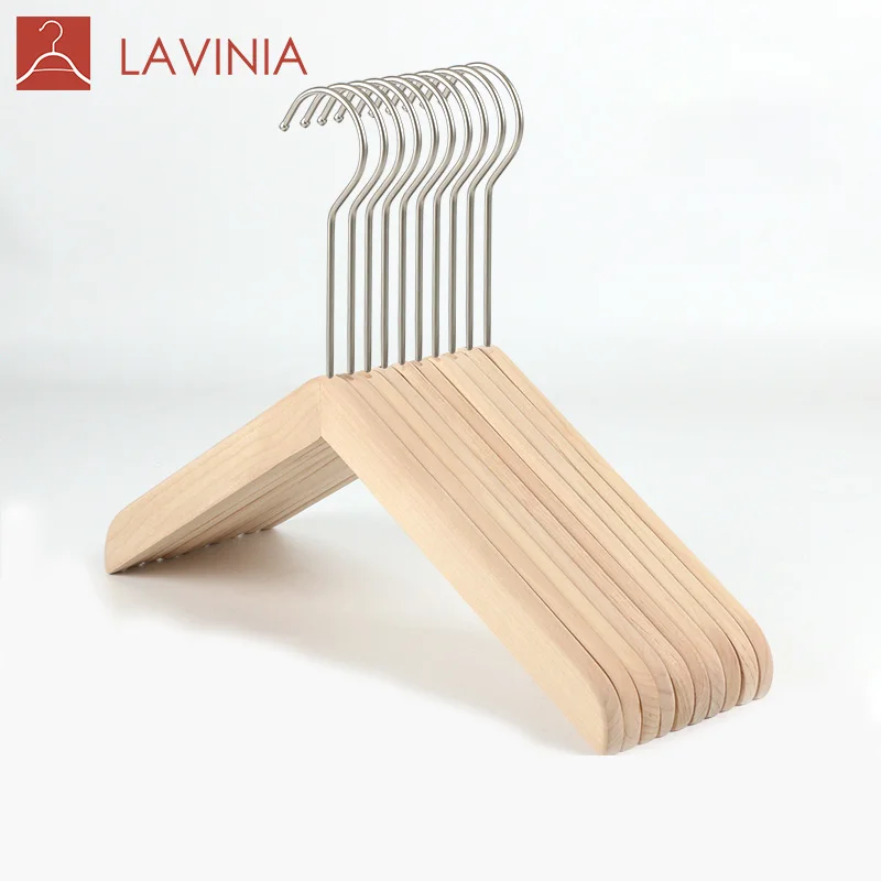 

Good quality oem unique classic durable hotel wood clothes hanger, Natural
