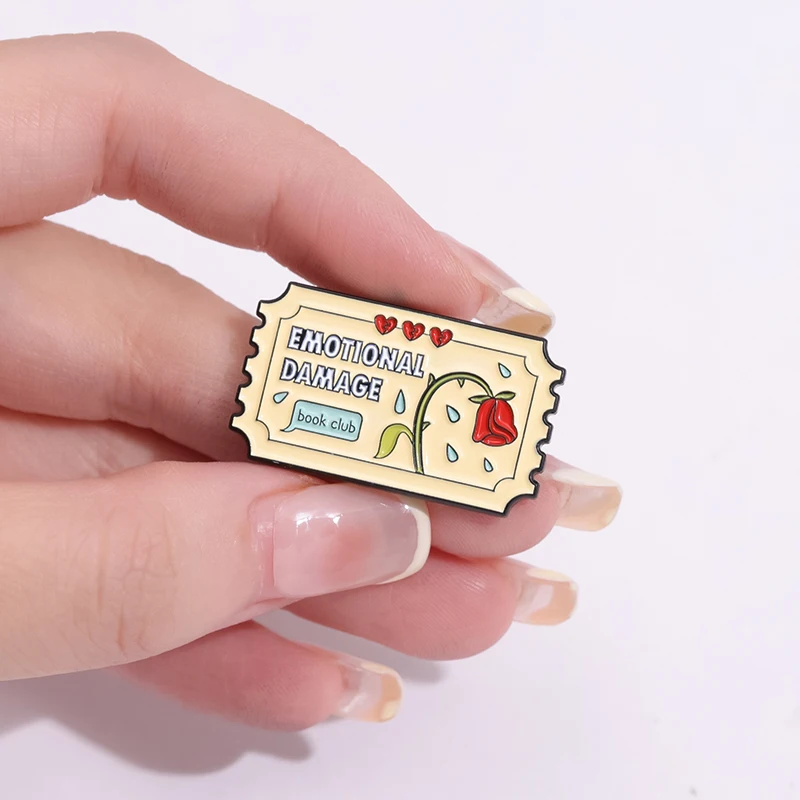 Stamp Bookmark Tickets Enamel Pins Backpack Clothes Collar Badge Brooches Cartoon Book Club Collection Lapel Pin Gift for Friend