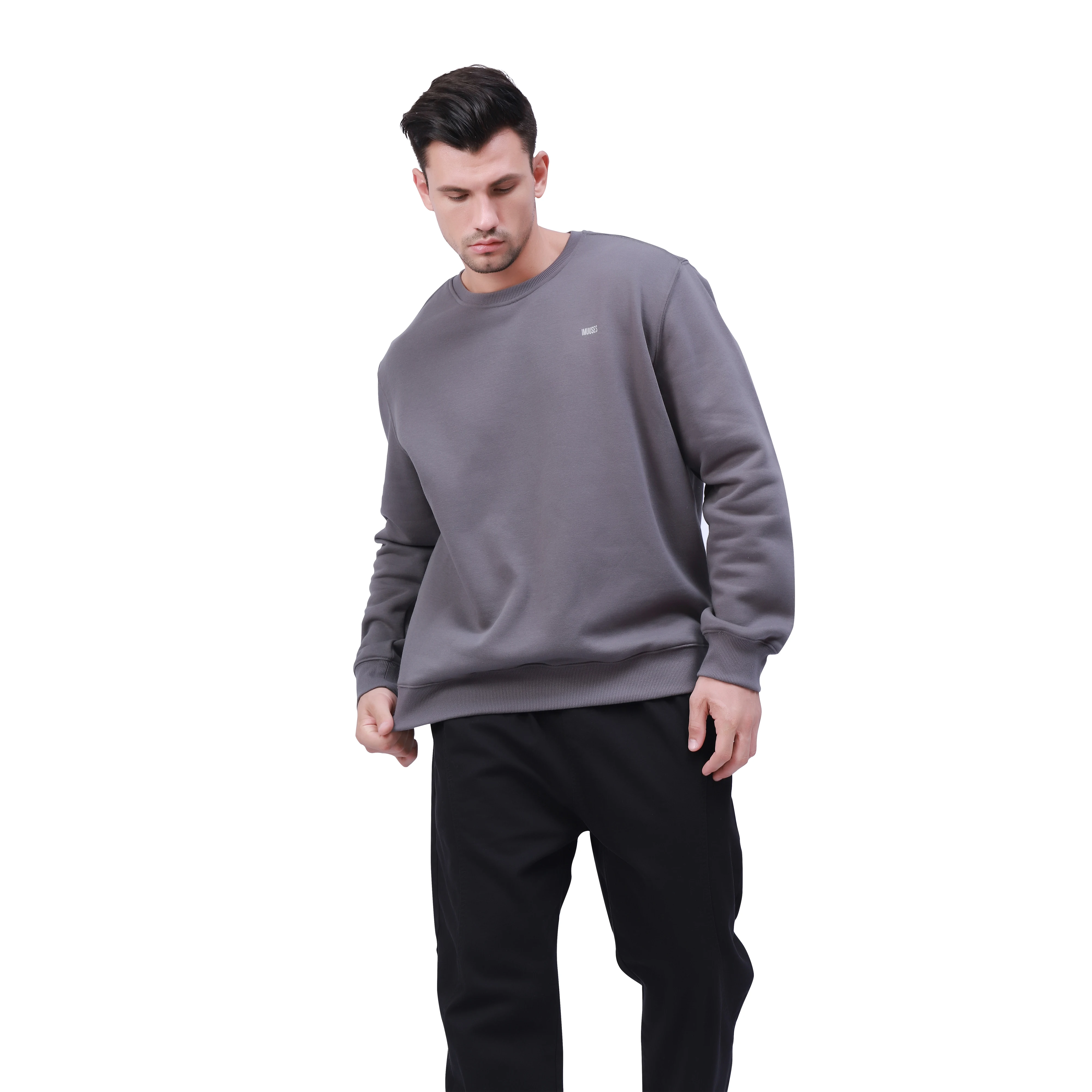 

Men's Oversized Fleece Heavyweight Pullover Sweatshirt with Long Sleeve Crew Neck Size from XL to 4XL, Grey or customized color
