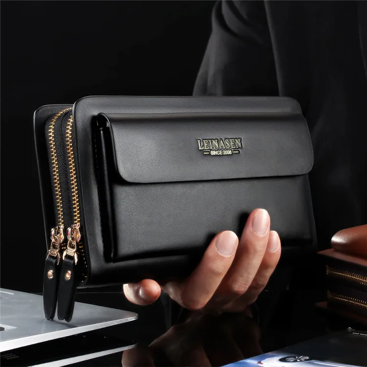 

High quality men's long style pu leather wallet, Black, brown