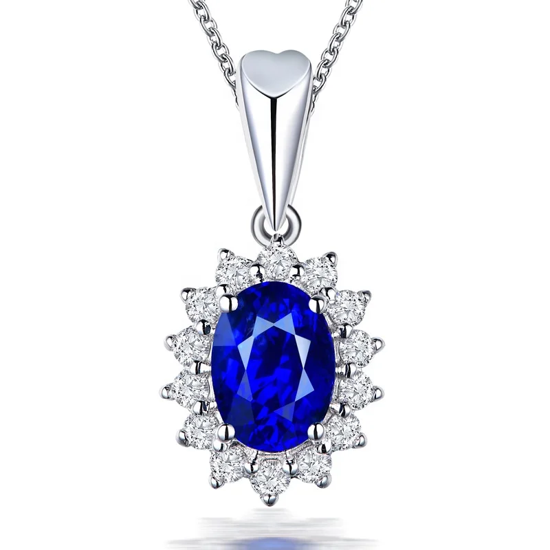 

Hot Sale New Fashion Pendant Necklace Silver Color Blue Round Austrian Crystal Zircon Necklace Jewelry Best Gift Party