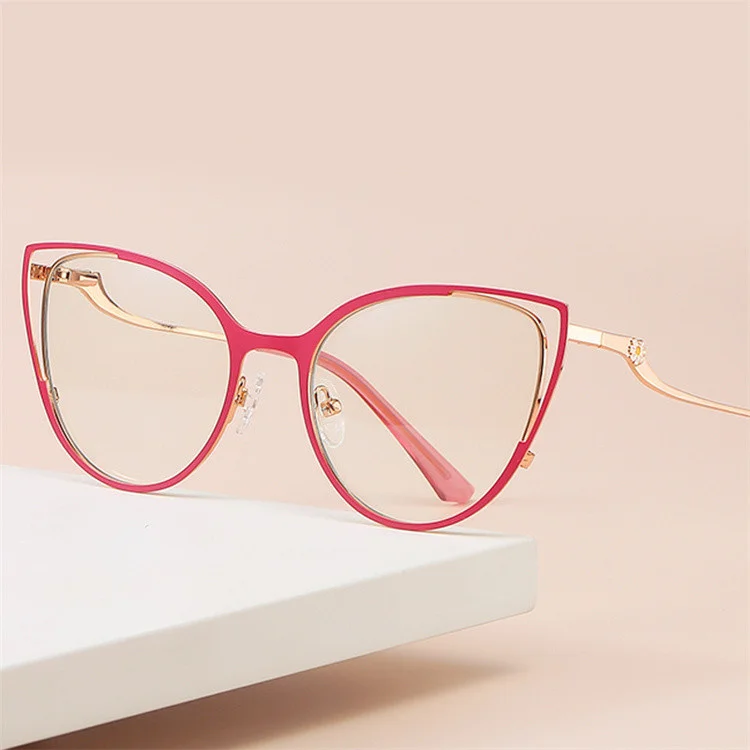 

TEENYOUN 2022 Fashion Women Cat Eye Pink Glasses Frames Eyeglasses Anti Blue Light Blocking Optical Frame Custom Myopia Glasses