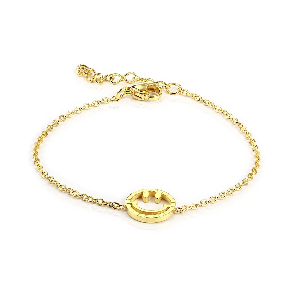 

Qings Lucky Stainless Steel Bracelet Happy Smiley Face Gold Plated Bracelets