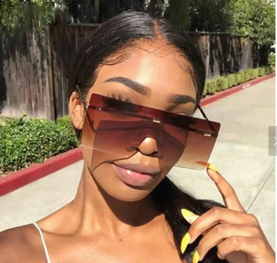 

2021 New Square Rimless Shades Oversize Sunglasses Woman Sun Glasses