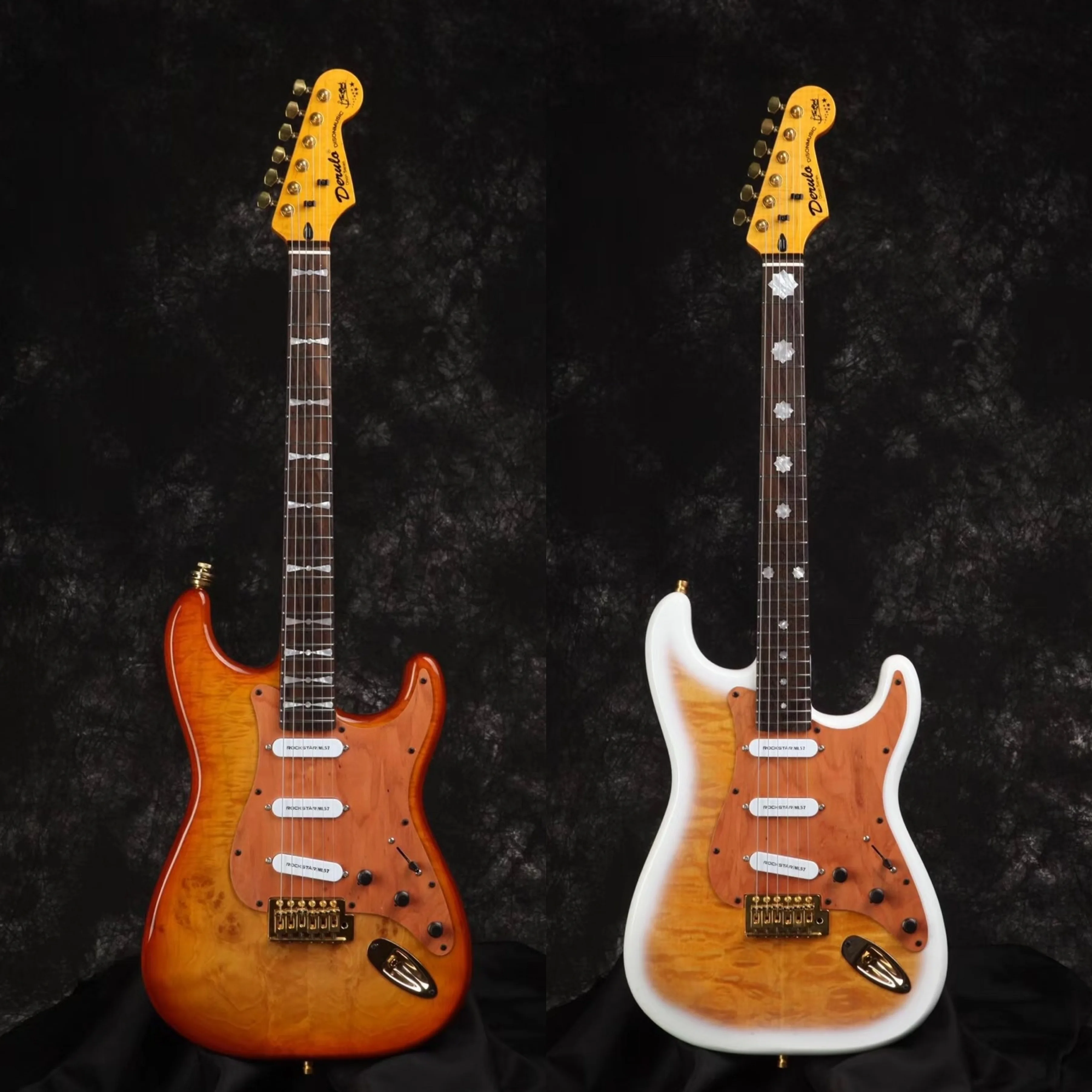 

Derulo Electric Guitar OEM Custom 6 Strings Electric Guitar Flamed Maple Neck Burl Top Custombody Guitarsolo Pro musician