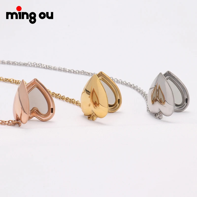 

Valentine's Day Jewelry Plated Blank Sublimation Photo Locket Necklace Stainless Steel Memory Picture Love Heart Locket Pendant