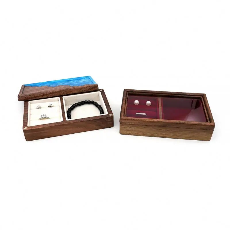 

Women Portable Ear Stud Storage Gift Box Necklace Organizer Ring Wooden Jewellery Box