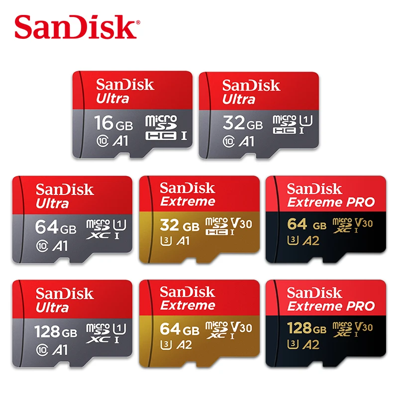 
SanDisk 32GB 64GB 128GB 200gb 256GB 400gb Flash Micro TF SD Cards A1 Ultra Class 10 U1 Memory Card 