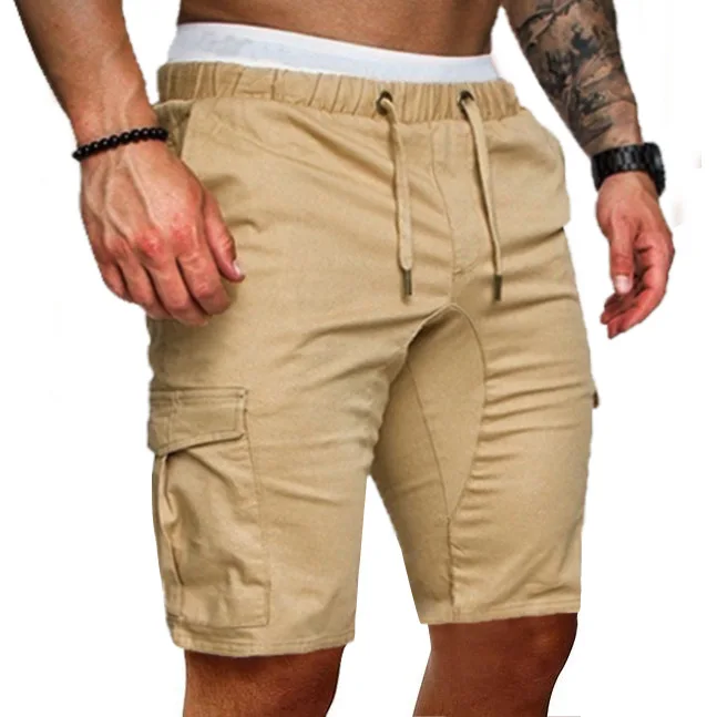 

Men's casual workwear shorts with drawstring elastic multiple pocket loose straight leg pants