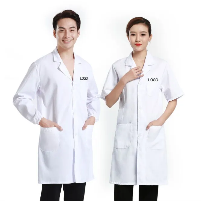 

Fashion top quality short sleeve african print logo pediatric Dress blouse Medical Doctor Nurse hospital Uniforms White Lab Coat