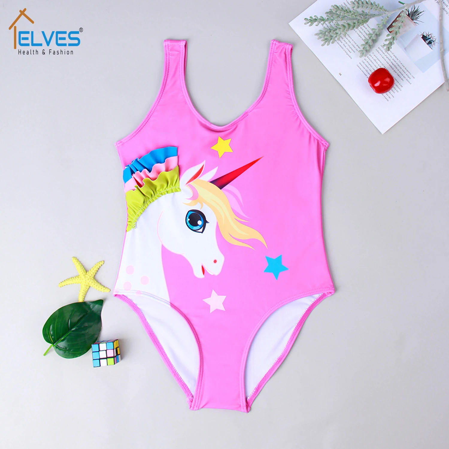 

Baby's one-piece swimsuit children beachwear one piece long sleeve snorkeling baby girl swimsuit kid child swimwear unicorn lace