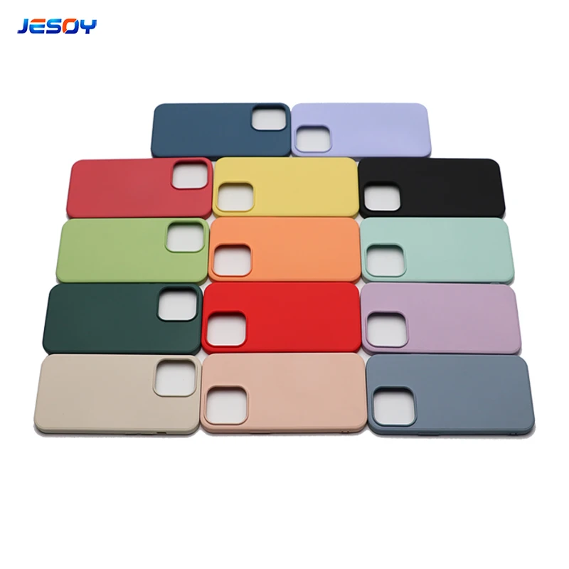 

Cute Liquid Silicon Fundas Para Celulares Mobile Cell Cover Shockproof Soft Silicone Phone Cases For Iphone 13 12 Pro Max, 14colors