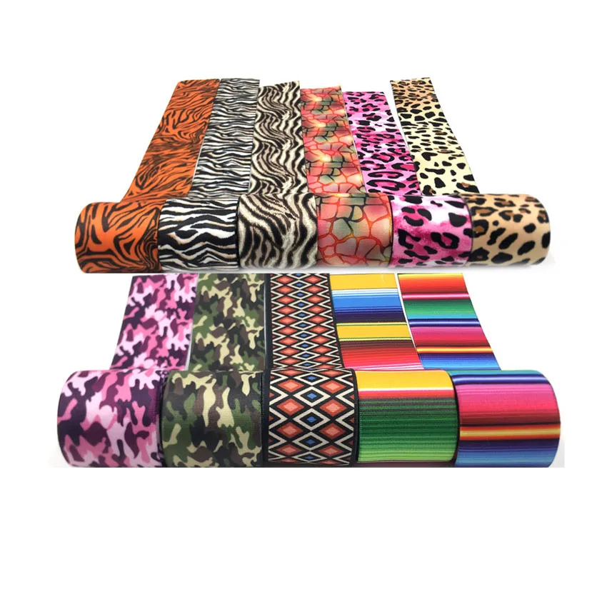 

200Y 25mm 38mm Aztec Leopard Camouflage Printed Elastic Webbing Garment Rubber Band Apparel Clothing Sewing Strap Ribbon, 16 colors, as per picture