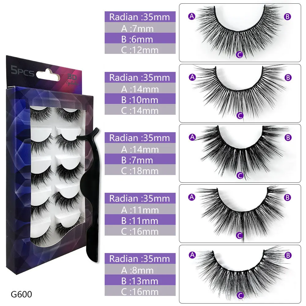 

Queena False eyelashes 3D three dimensional eyelashes 5 pairs omixed popular imitation eyelashes G6 series