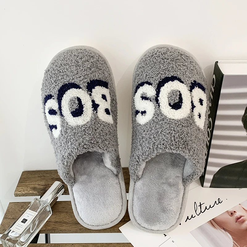 

Short Plush Household Slipper Warm Foot Wear Winter Home plush slipper Open Toe Fur Slipper Woman Indoor Shoes