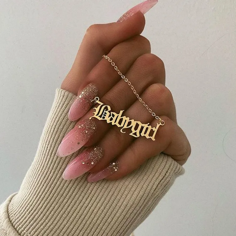 

Baby Girl Old English Letter Pendant Necklace Jewelry Babygirl Necklace, Gold
