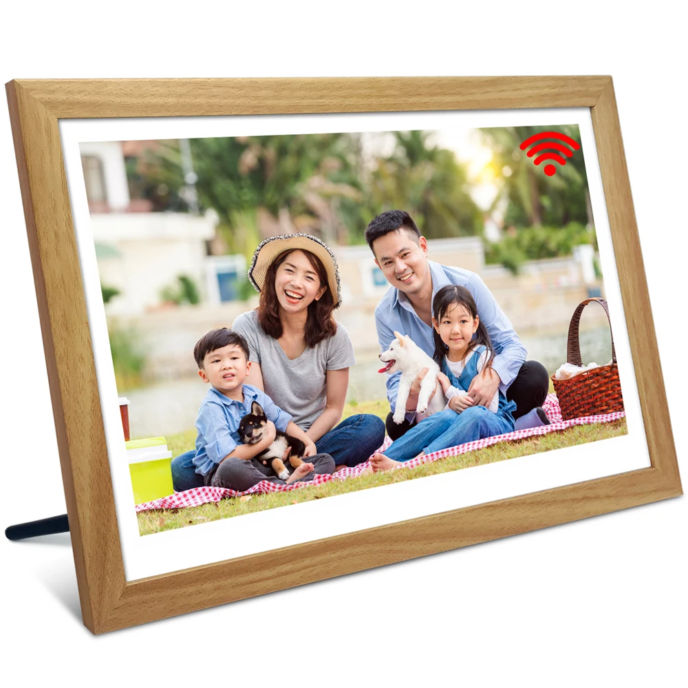 

High-Definition ips Touchscreen 15.6 inch lcd displays video player via Frameo app HDMI certificated Wifi digital photo frame