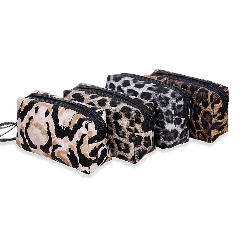 

Hot Sale Waterproof Leopard Print Makeup Case Toilet Bags Travel PU Leather Cosmetic Bag Beauty Storage Wash Bag, Accept customized