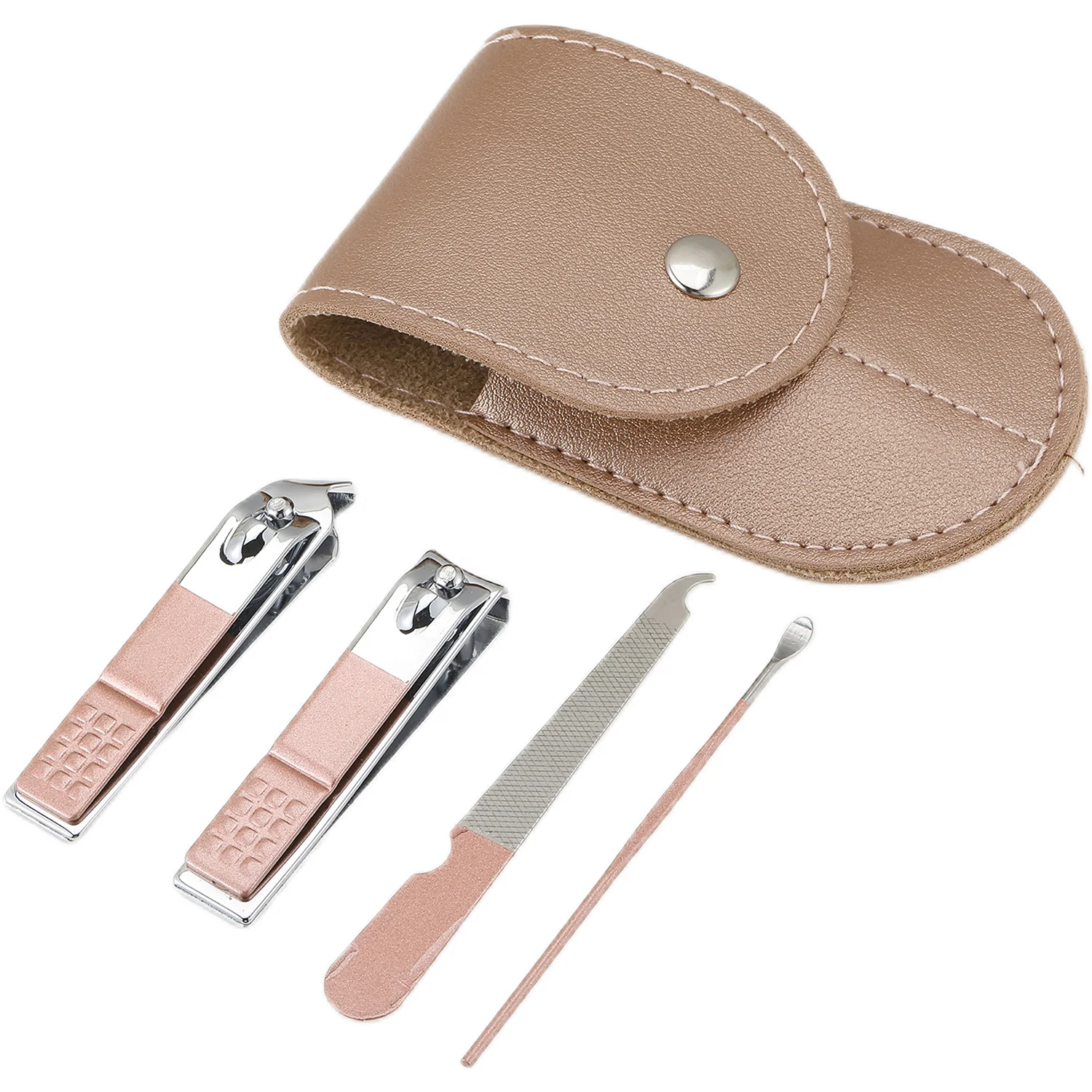 

4 sets of professional manicure tools and rose gold nail clipper for household use, Pink