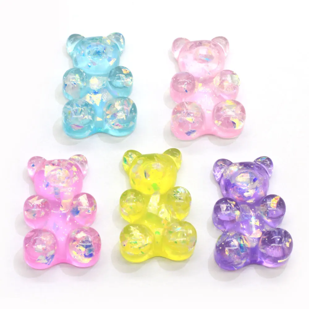 

Cute Glitter Sweet Gummy Bear Flatback Resin Cabochons Charms For Headwear Drop Earring Accessories
