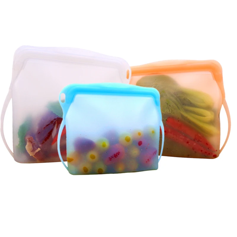 

Eco Friendly Leakproof Reusable Food Zip Silicone Pouch Zip Lock Bag Containers Stand Fresh-Keeping Silicon Food Bag With Print