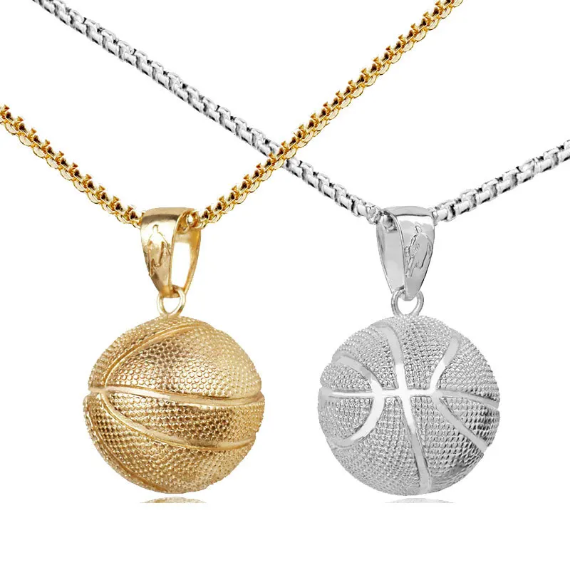 

HongTong Hot Sale Jewelry Boy Sports Necklace 18K Gold Basketball Alloy Pendant Necklace, Picture