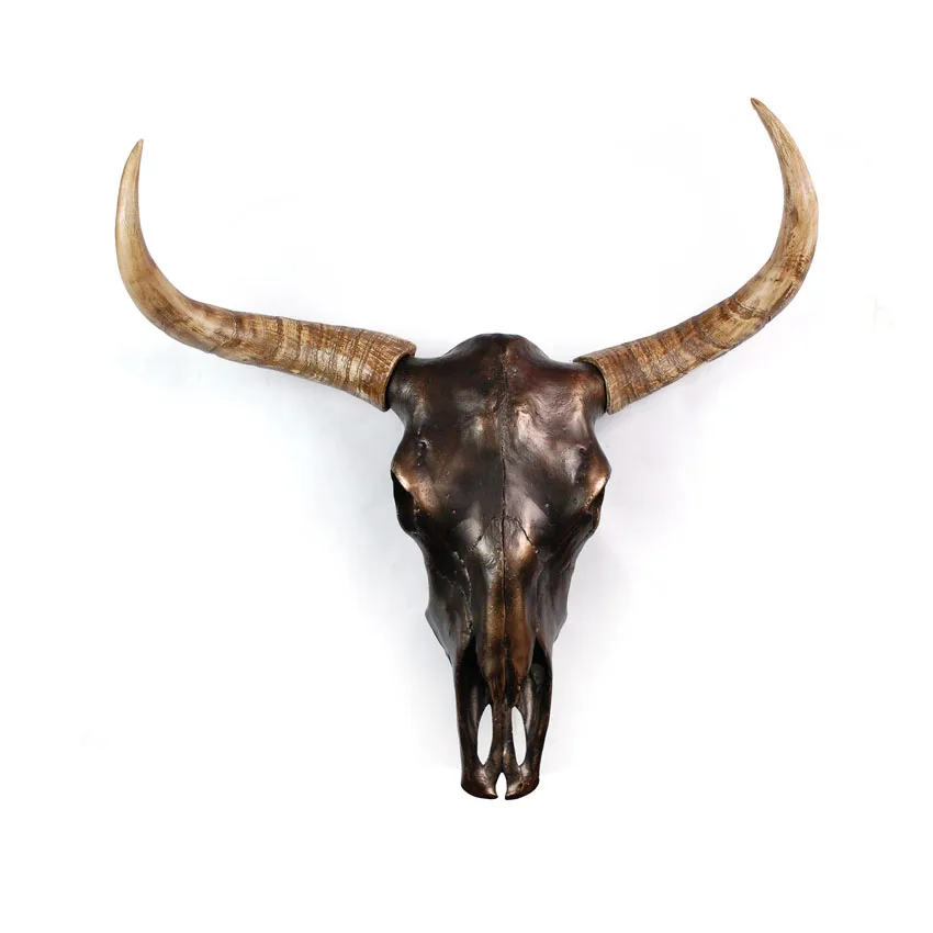 Wholesale artificial resin cow head statue animal ornaments home wall decoration supplier