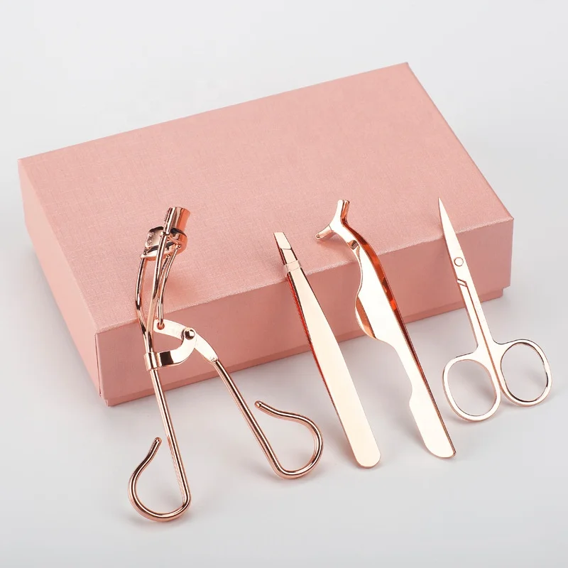 

Private Label Custom Logo 4 Piece Stainless Rose Gold Eyelash Curler Set